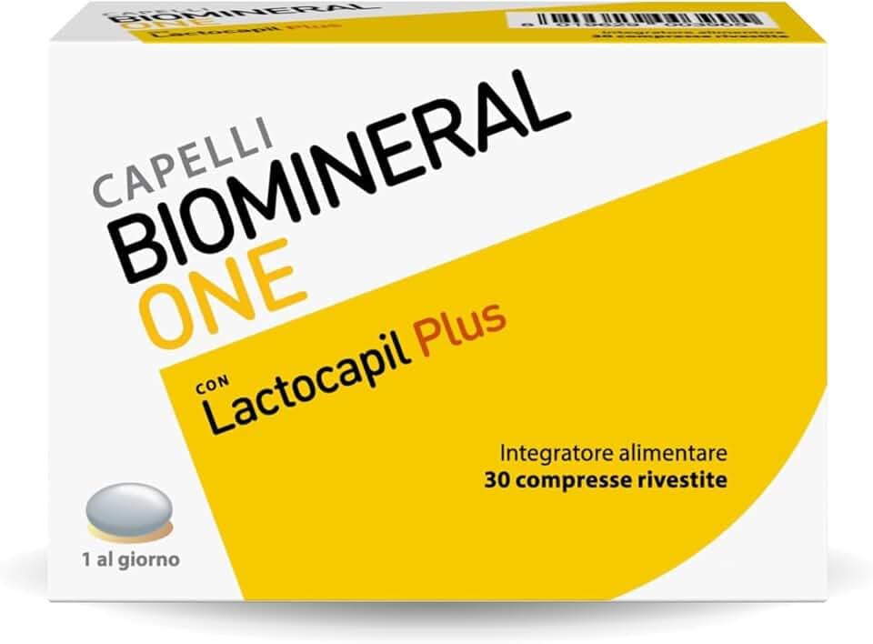 Biomineral One Capelli Più Forti, Voluminosi e Spessi, 30 Compresse, Integratore per Capelli a Base di Lactocapil Plus con Biotina, Vitamina D, Acido Linoleico e Taurina