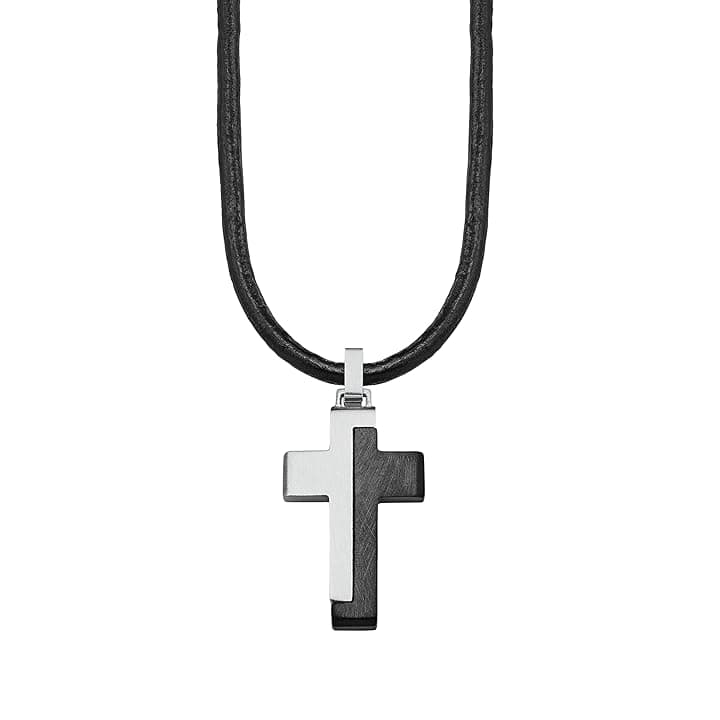 s.Oliver sOliver Collana per bambini con ciondolo in acciaio inox/pelle, motivo a catena, disponibile in confezione regalo per gioielli