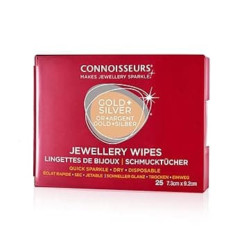Connoisseurs Connoisseurs Pulizia Panno Gioielli - Adatto per Pulire Argento Ed Oro - Scudo Anti Ossidazione per Lucentezza - 25 Panni a Secco Non Tossici