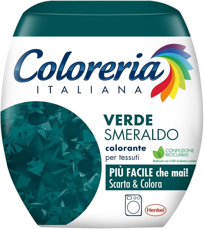 Coloreria Italiana Grey Colorante Tessuti e Vestiti in Lavatrice, Verde Smeraldo, 1 Confezione