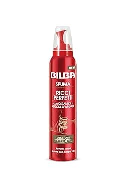 Bilba, Spuma con Germe Di Grano - Schiuma Capelli Ricci Perfetti con Ceramidi e Gocce d'Argan - Formula Professionale a Tenuta Extra Forte - Ravviva i Ricci con Azione Anticrespo per 24 h - 200 ml