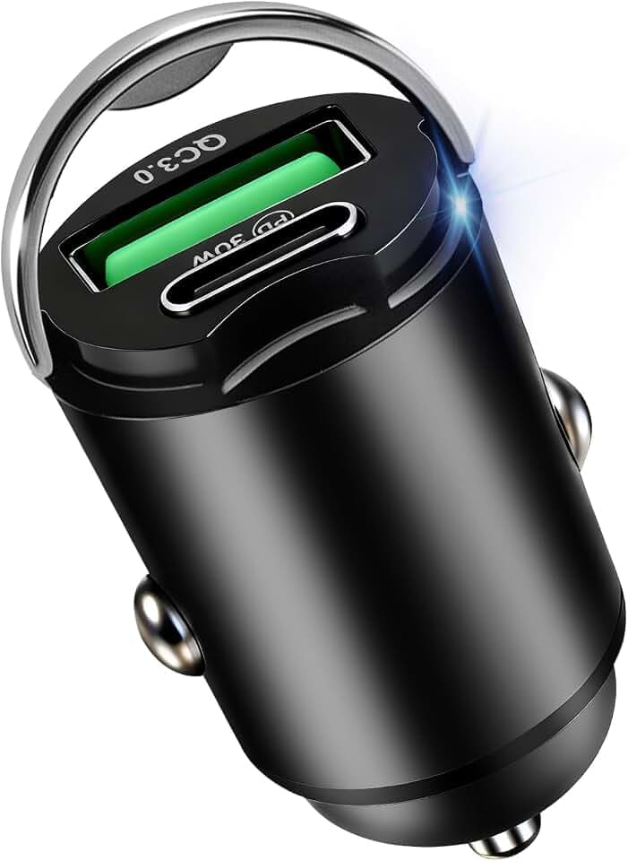 Caricatore Auto USB C 30W a Ricarica Rapida PD 30W e QC 3.0 18W