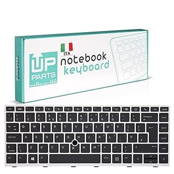 Azienda Italiana - Tastiera Italiana per Notebook HP EliteBook 745 G5, 745 G6, 840 G5, 846 G5, 840 G6 con Track Point e Retroilluminazione (Frame Silver)