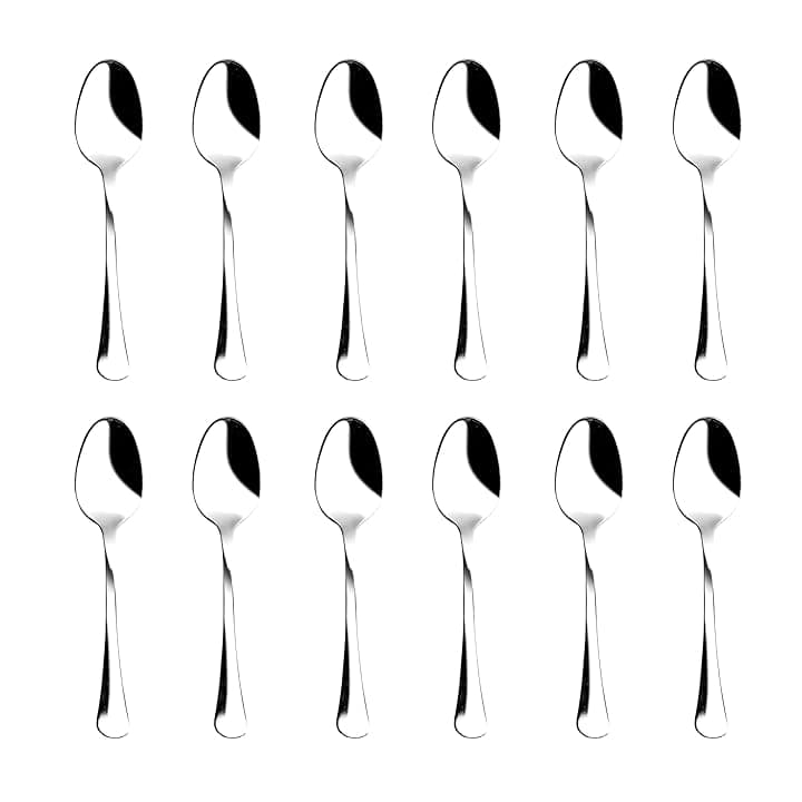 zanetti Set 12 Cucchiaini da caffè in acciaio inox 18/C, Modello Boston, acciaio lucido e resistente, confezione da 12 pezzi, made in Italy, 590609