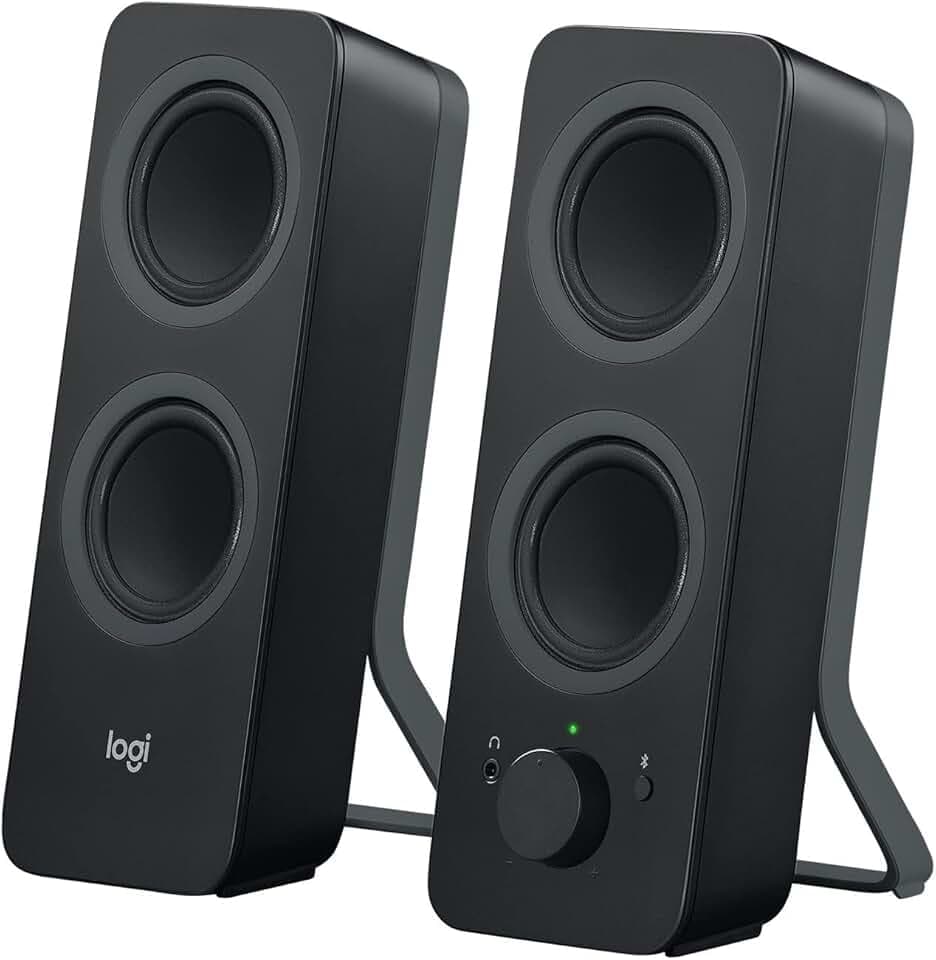 Logitech Z207 Altoparlanti per PC Wireless Bluetooth, Audio Stereo, 10 Watt, Ingresso Audio 3,5 mm, Jack per Cuffie, Multidispositivo, Easy Switch, Presa EU, PC/TV/Smartphone/Tablet - Nero