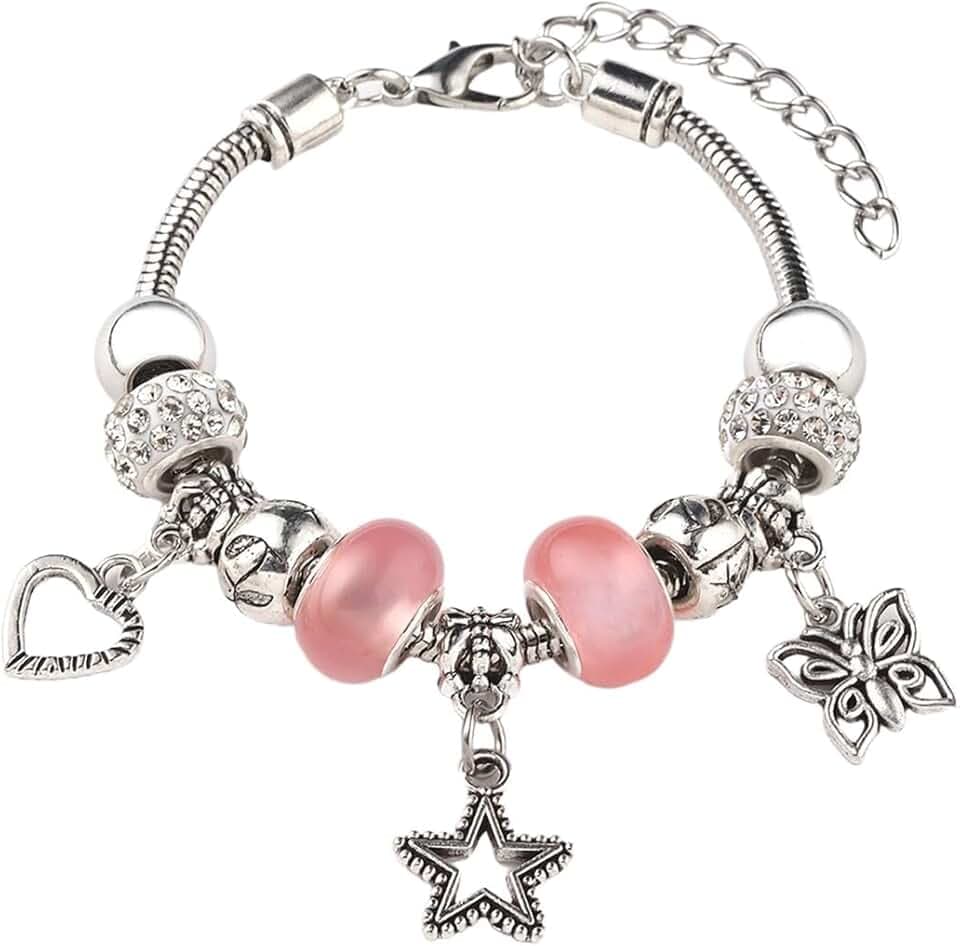 IBXWMNG Farfalla Bracciale, Ciondolo Ragazze Bracciale, Bracciale con ciondoli regolabili, Braccialetto con Ciondolo a Forma di amore, Bracciale Donna Regolabile,regali per ragazze
