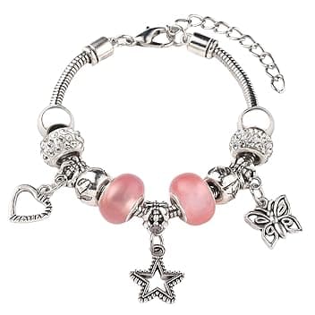 IBXWMNG Farfalla Bracciale, Ciondolo Ragazze Bracciale, Bracciale con ciondoli regolabili, Braccialetto con Ciondolo a Forma di amore, Bracciale Donna Regolabile,regali per ragazze