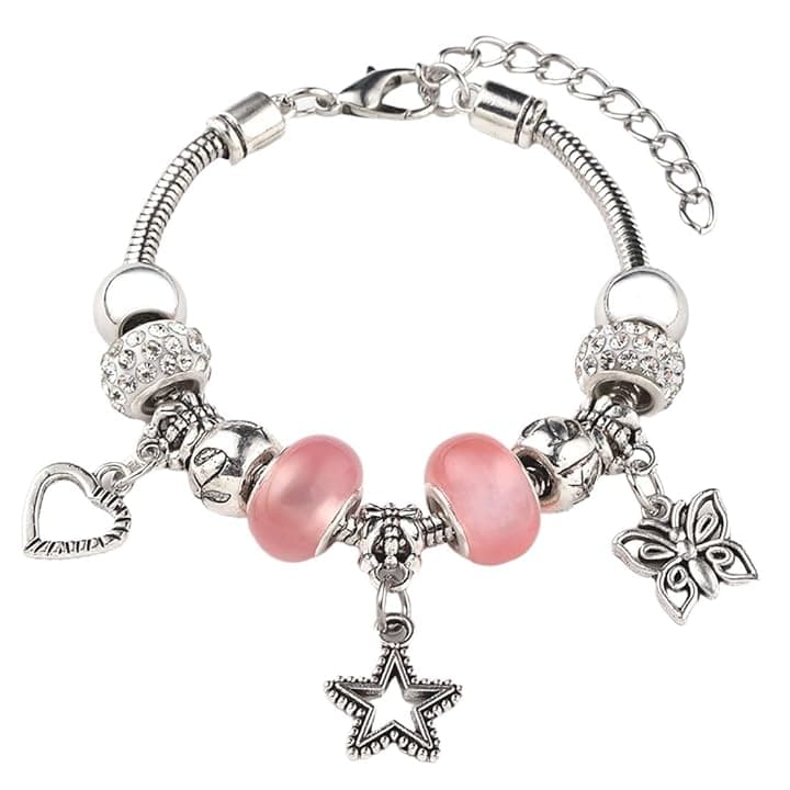 IBXWMNG Farfalla Bracciale, Ciondolo Ragazze Bracciale, Bracciale con ciondoli regolabili, Braccialetto con Ciondolo a Forma di amore, Bracciale Donna Regolabile,regali per ragazze