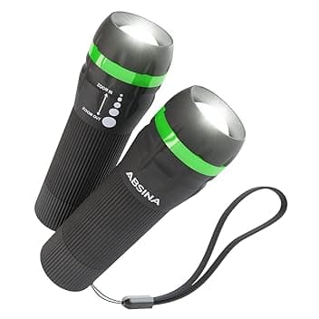 ABSINA 2x mini Torcia LED bambini - tascabile con 60 lumen e un raggio d'azione di 110m - per bambini e adulti maneggevole con luce focalizzabbile - batterie incluse nella consegna
