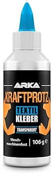 Colla tessuti 105 g – incolla invece di cucire: flessibile, lavabile e trasparente – per stoffa, jeans, pelle, decorazioni e fai da te – senza solventi – riparazioni tessili rapide – KRAFTPROTZ ARKA