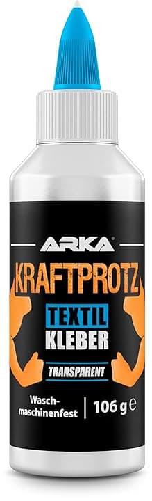 Colla tessuti 105 g – incolla invece di cucire: flessibile, lavabile e trasparente – per stoffa, jeans, pelle, decorazioni e fai da te – senza solventi – riparazioni tessili rapide – KRAFTPROTZ ARKA