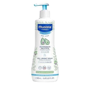 Mustela Detergente Delicato, Corpo e Capelli, per Neonati, Bambini, Adatto a tutta la Famiglia - Deterge Delicatamente e Non Brucia agli Occhi, 93% Ingredienti di Origine Naturale (500ml)