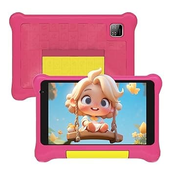 Yicty Tablet Bambini 7 Pollici Android 13 Quad Core 5 GB RAM 32 GB ROM 128 GB Estensione Controllo Parentale Tablets Educativo con Custodia Antiurto (Rosa)