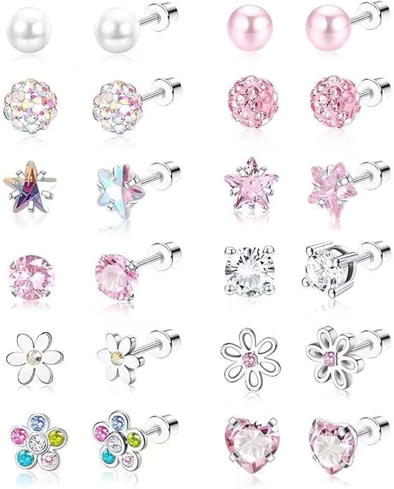 12 Paia di Orecchini per Ragazze, Orecchini per Ragazze, Orecchini in Resina, Bellissimo Accessori per Gioielli per Ragazze,Orecchini Bambina Anallergici Gioielli Principessa Vestire