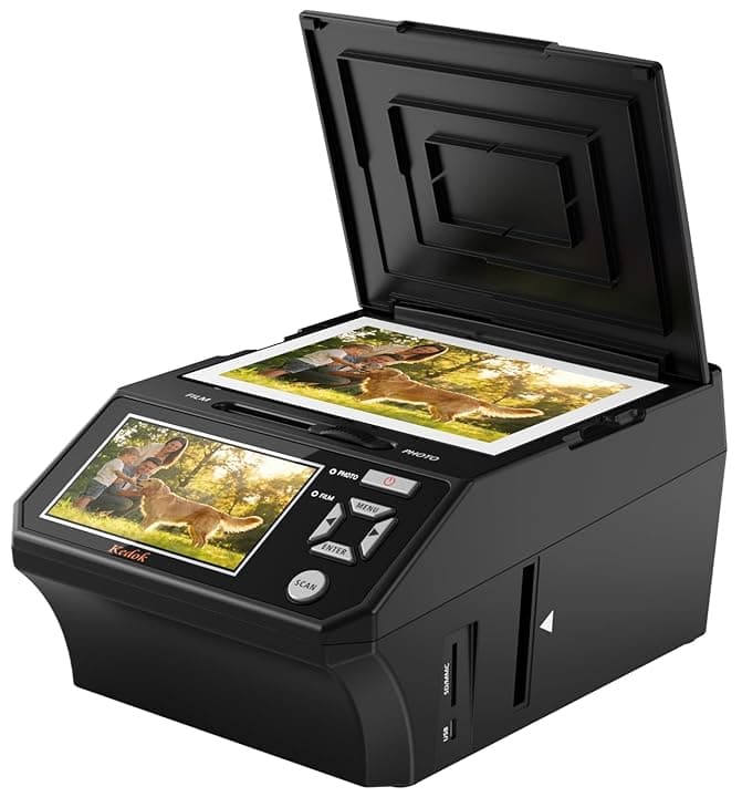 Fotoscanner per Negativi e Diapositive 35mm 110mm, Multiscanner per Foto e Pellicole con Schermo LCD 5", Converte in 22MP JPEG, Scheda SD 8GB Inclusa
