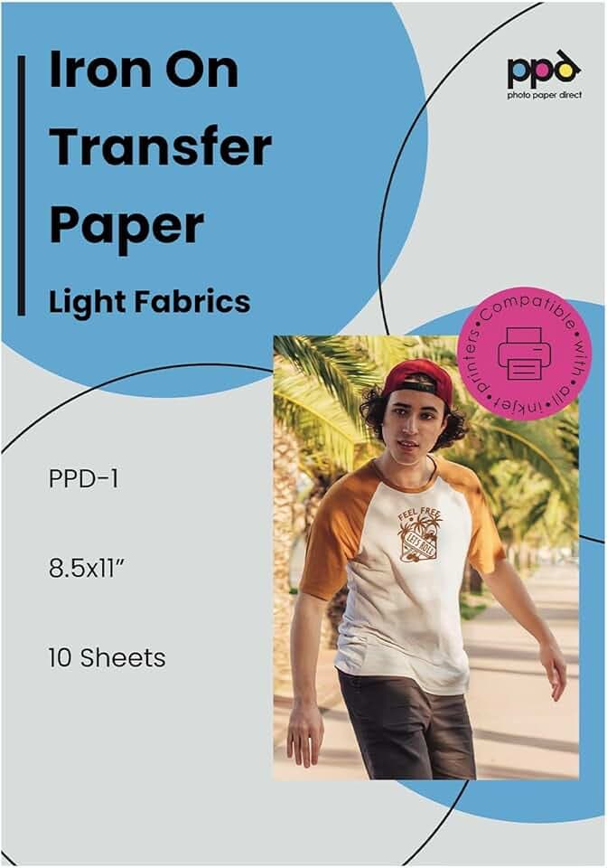 PPD A4 10 Fogli di Carta Trasferibile Termoadesiva per Inkjet - T-Shirt E Tessuti Chiari - PPD-1-10