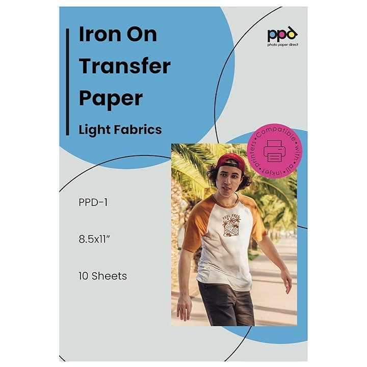 PPD A4 10 Fogli di Carta Trasferibile Termoadesiva per Inkjet - T-Shirt E Tessuti Chiari - PPD-1-10