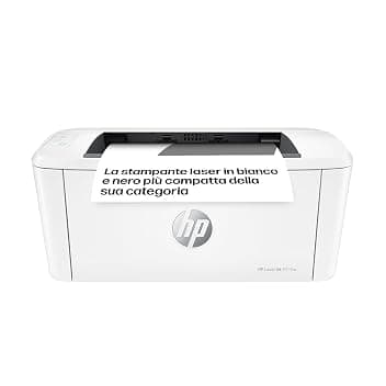 HP LaserJet M110w 7MD66F, Stampante a Singola Funzione Laser A4 Monocromatica, Stampa Fronte e Retro Manuale in Bianco e Nero, 20 ppm, Wi-Fi, Smart, Bianca Blue Angel