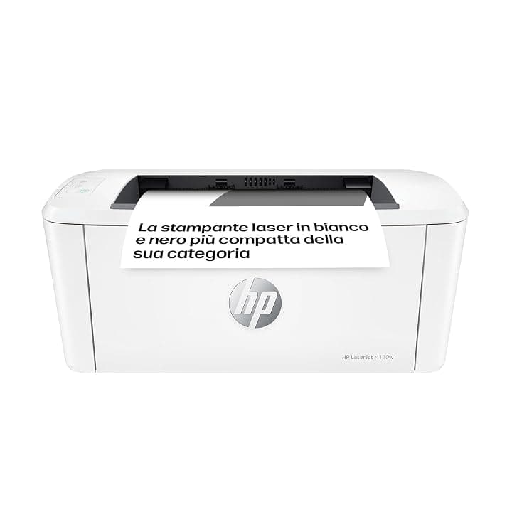HP LaserJet M110w 7MD66F, Stampante a Singola Funzione Laser A4 Monocromatica, Stampa Fronte e Retro Manuale in Bianco e Nero, 20 ppm, Wi-Fi, Smart, Bianca Blue Angel