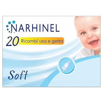 Narhinel Ricambi Morbidi per Aspiratore Nasale per Neonati e Bambini con Filtro Assorbente per Trattenere il Muco, 20 ricambi Monouso