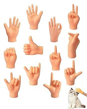 Mini Mani Finte 12 Pezzi, Marionette da Dito per Gatti, Scherzi & Feste. Divertimento Assicurato, Giocattolo Interattivo Animale Domestico.