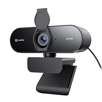 Webcam PC 4K con 2 Microfoni, Full HD 1080P@60FPS, Autofocus PDAF+CDAF, 12 MP, Suono Stereo Chiaro, Correzione Automatica della Luce, USB Plug & Play, Telecamera PC per Windows MacOS