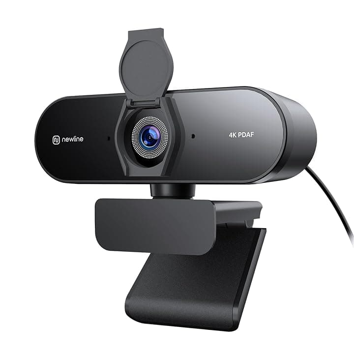 Webcam PC 4K con 2 Microfoni, Full HD 1080P@60FPS, Autofocus PDAF+CDAF, 12 MP, Suono Stereo Chiaro, Correzione Automatica della Luce, USB Plug & Play, Telecamera PC per Windows MacOS