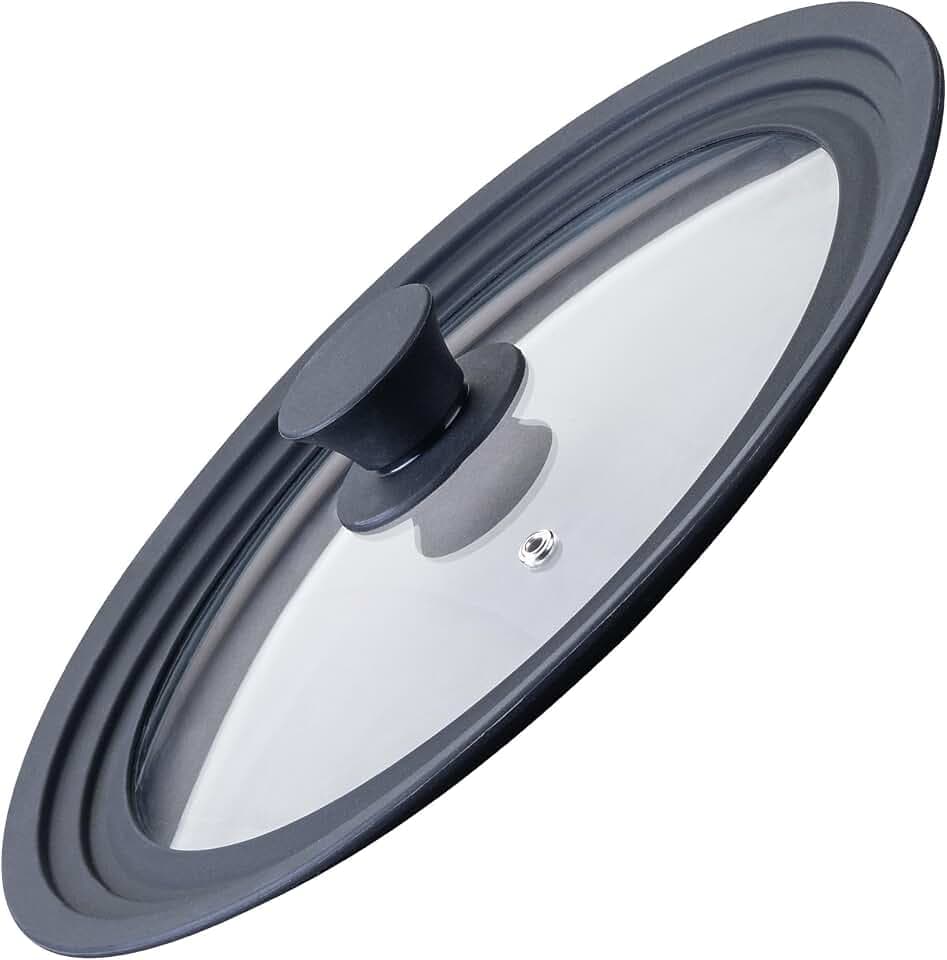 Fackelmann Coperchio Universale in Vetro Ø24–26–28 cm con Bordo in Silicone, Valvola Vapore e Pomello ergonomico Soft Touch – Coperchio per Pentole e Padelle