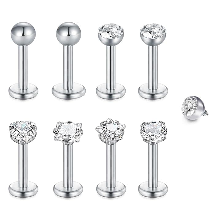 WillTen 8 piercing per trago, helix, piercing per labbra, 16 g, trago, helix, piercing in oro argento, medusa, piercing in acciaio chirurgico, orecchio, helix, conch