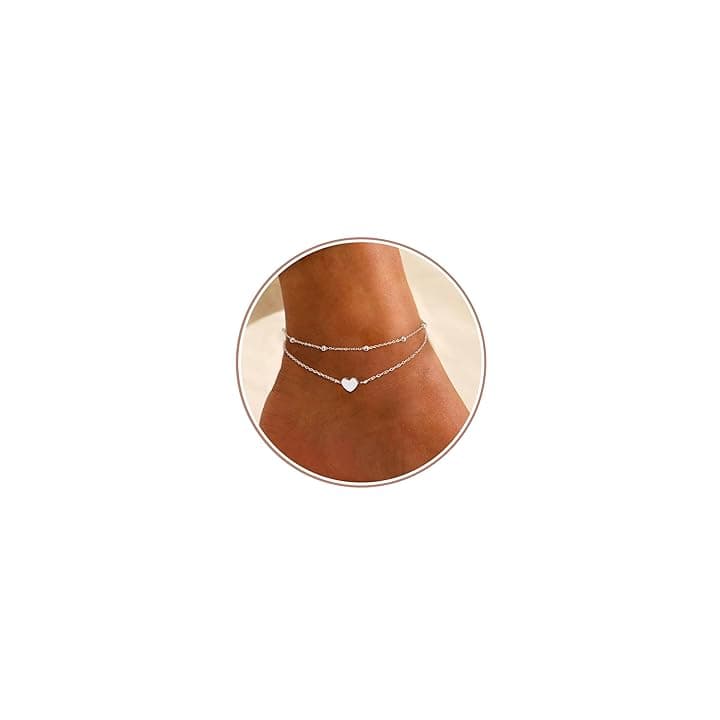 YADOCA Cavigliere Donna Argento Regolabile Farfalla Cuore Doppie Cavigliere Spiaggia Piede Gioielli Cavigliera Regali per Donne Ragazze Adolescenti (con Confezione Regalo) ClimeCo Certified