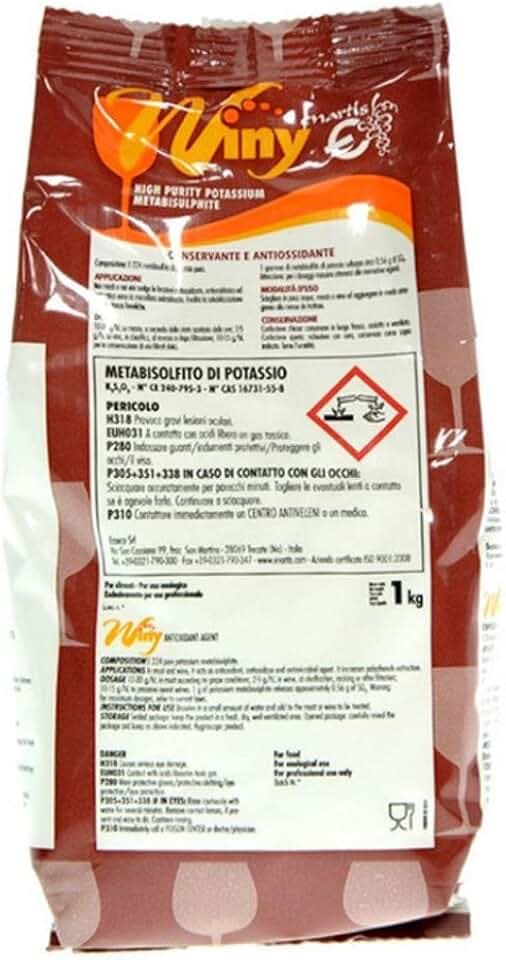 1 KG - METABISOLFITO DI POTASSIO INIBENTE SELETTIVO VINO ENOLOGIA SANITIZZANTE