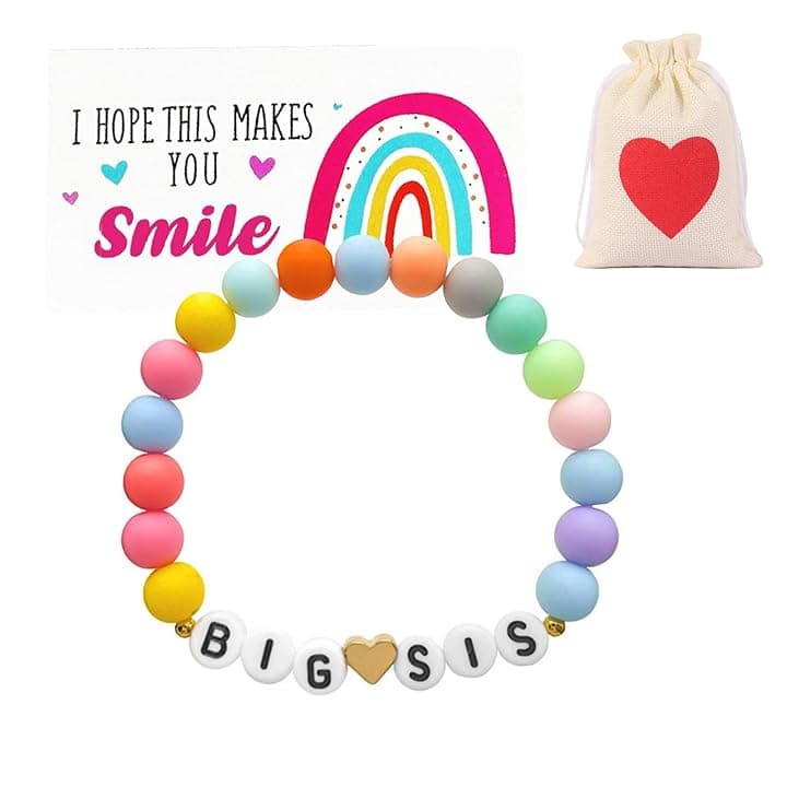 ZWWOGE braccialetti arcobaleno,braccialetto bambina,bracciale sorella,regalo sorella maggiore,regalo per sorella,Bracciale elastico,Viene fornito con carta e borsa,regali di Natale