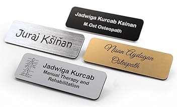 CustomDesign.Shop Medaglietta identificativa con spilla personalizzata con nome, personalizzata, incisione laser