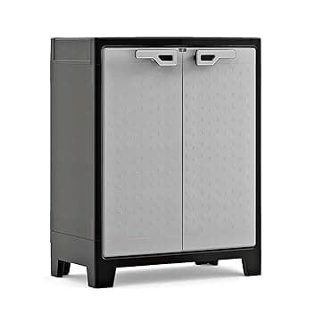 Keter Armadio Basso Titan, da interno ed esterno, 2 Ripiani Regolabili, Grigio, 80x44x100 H Cm