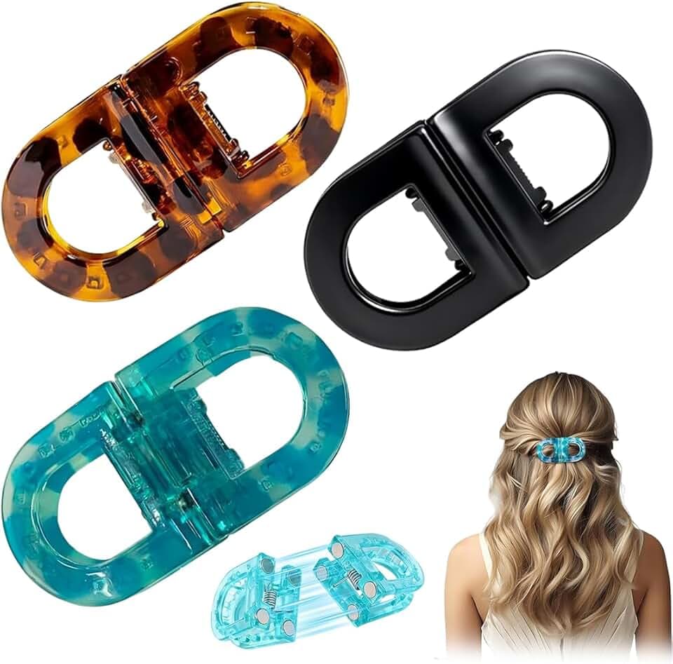 VRYNDH 3 Pezzi Clip per capelli magnetiche a forte tenuta, pinze professionali per saloneclip intelligentiper acconciature facili quotidiane-D