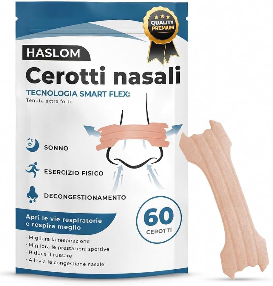 60 Cerotti Nasali Antirussamento Sport - HASLOM - Cerotti naso