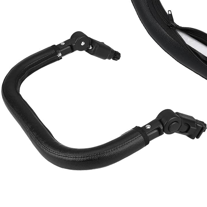 Bracciolo Passeggino Regolabile in PU Pelle e Ferro Barra Paraurti con Pulsanti Staccabili per Accessori Passeggini Sostituzione Pratica e Resistente Compatibile con Oltre dei