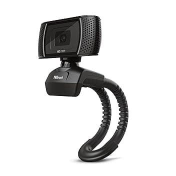 Trust Trino Webcam HD con Microfono Incorporati, 1280 x 720, USB 2.0, Video Camera per PC con Pulsante Foto, Supporto Universale, per Mac, Windows, Laptop, Computer, Teams, YouTube, Zoom - Nero