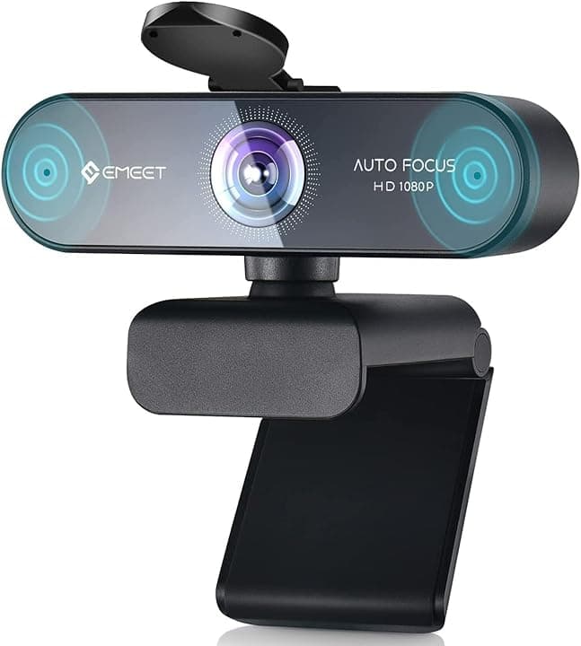 EMEET Webcam - NOVA Webcam 1080P con messa a fuoco automatica, Web cam Full HD, Grandangolo 73°, 2 microfoni, Riduzione del rumore, Correzione automatica della luce, web cam pc per Linux, Mac OS ClimatePartner certified