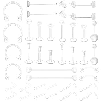 Voarge Voarge 14/16G Chiaro Tragus Naso Retainer Cartilage Helix Daith, Piercing Bioflex Acrilico Plastica Retainers, Labbro Setto Helix Silicone Barra Lingua Capezzolo Tragus