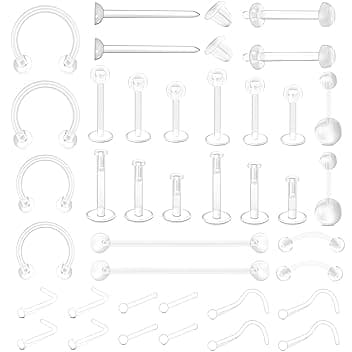 Voarge Voarge 14/16G Chiaro Tragus Naso Retainer Cartilage Helix Daith, Piercing Bioflex Acrilico Plastica Retainers, Labbro Setto Helix Silicone Barra Lingua Capezzolo Tragus