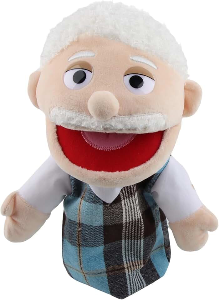 Marionette da Mano Muppet Show, Burattini da Mano, Teatrino Marionette di Peluche, Pupazzo di Peluche, Master of Puppets per Racconta Storie, Educazione, Giochi Interattivi (Nonno, 30cm)