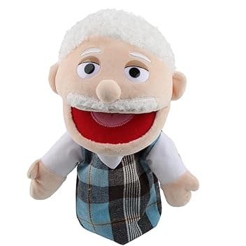 Marionette da Mano Muppet Show, Burattini da Mano, Teatrino Marionette di Peluche, Pupazzo di Peluche, Master of Puppets per Racconta Storie, Educazione, Giochi Interattivi (Nonno, 30cm)