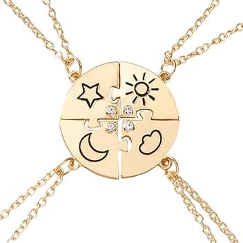 JEYORZY 4pcs Collana Pendente Amicizia Set, Collana BFF dell'amicizia Best Friends Forever Ragazze Regalo di compleanno con catena a sospensione per 4 Ragazze