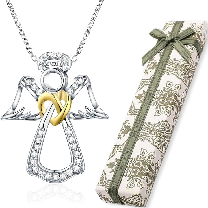 BLPRKOT BLPRKOT Collana Angelo Custode, Collana con ciondolo Angelo in argento Sterling 925, regali di battesimo, comunione e compleanno per ragazze e bambini(Con scatola regalo