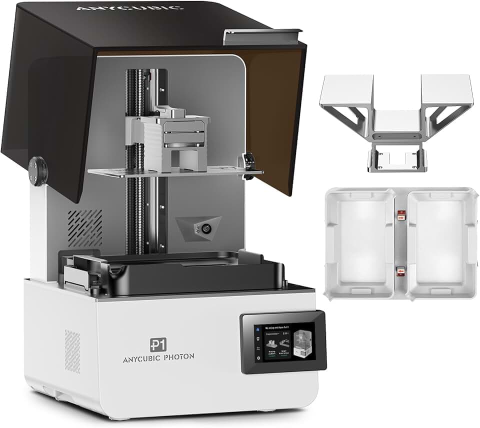 Anycubic Photon P1 (con Piattaforma d Stampa a Doppio Colore/Materiale) Stampante 3D in Resina 14K, Serbatoio Della Resina Riscaldato e Vite a Ricircolo di Sfere, Volume di Stampa 6,5 L