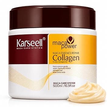 Karseell MACA CARE SYSTEM Maschera Capelli Professionale Collagene Olio Argan Cocco Avocado Cheratina Karité Ristrutturante Nutriente Idratante Anticrespo Capelli Secchi Danneggiati Rovinati 500ml
