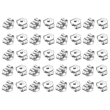 PLABBDPL PLABBDPL 20 Pezzi Chiusure per Orecchini Anallergici Tappo Orecchini Argento Sterling 925 Sicurezza Ferma Orecchino Farfalla per Pesanti Orecchini Gioielli Bianco K Tono