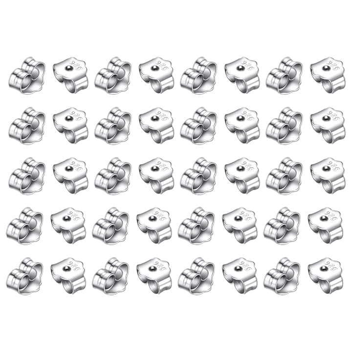 PLABBDPL PLABBDPL 20 Pezzi Chiusure per Orecchini Anallergici Tappo Orecchini Argento Sterling 925 Sicurezza Ferma Orecchino Farfalla per Pesanti Orecchini Gioielli Bianco K Tono