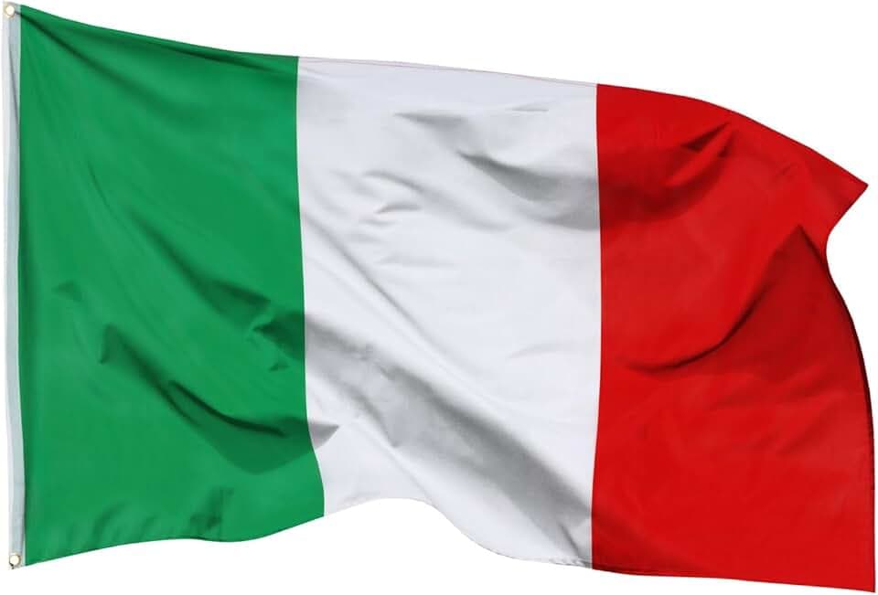 Aricona Bandiera Italia 90x150cm – italiana – grande - resistente alle intemperie - con occhielli in ottone - in tessuto 100% poliestere - cuciture doppie robuste e colori vivaci – ideale per barca